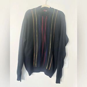Saxony NY Vintage Black Men’s Notched Collar Sweater XL